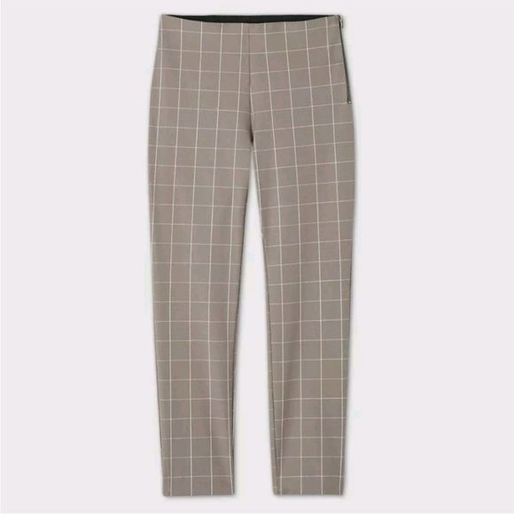 a new day Pants - Taupe Grid Pattern Ankle Cropped Dress Pants